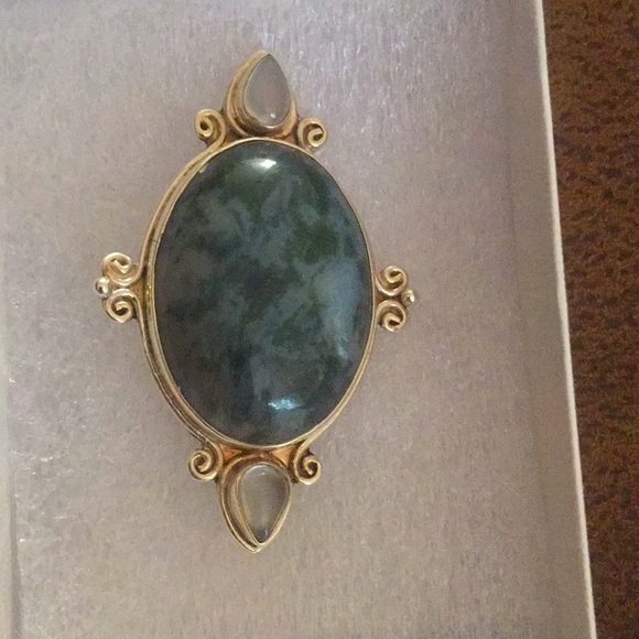 Sajen Jewelry - Sajen green moss agate necklace/brooch SAJ104